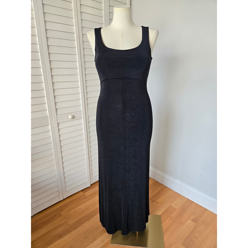 Travelers by Chicos Black Maxi Dress Sz S 90s Minimalist Chic Goth Capsule